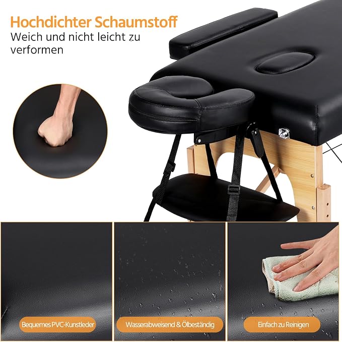 Yaheetech Klappbarer Massagetisch 213 x 82 cm – Höhenverstellbar 64–85,5 cm – Tragkraft 250 kg
