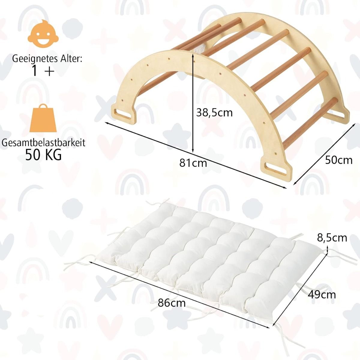 Coast Kletterbogen mit weichem Kissen - Holz - 81 x 50 x 38,5 cm - Naturfarbe