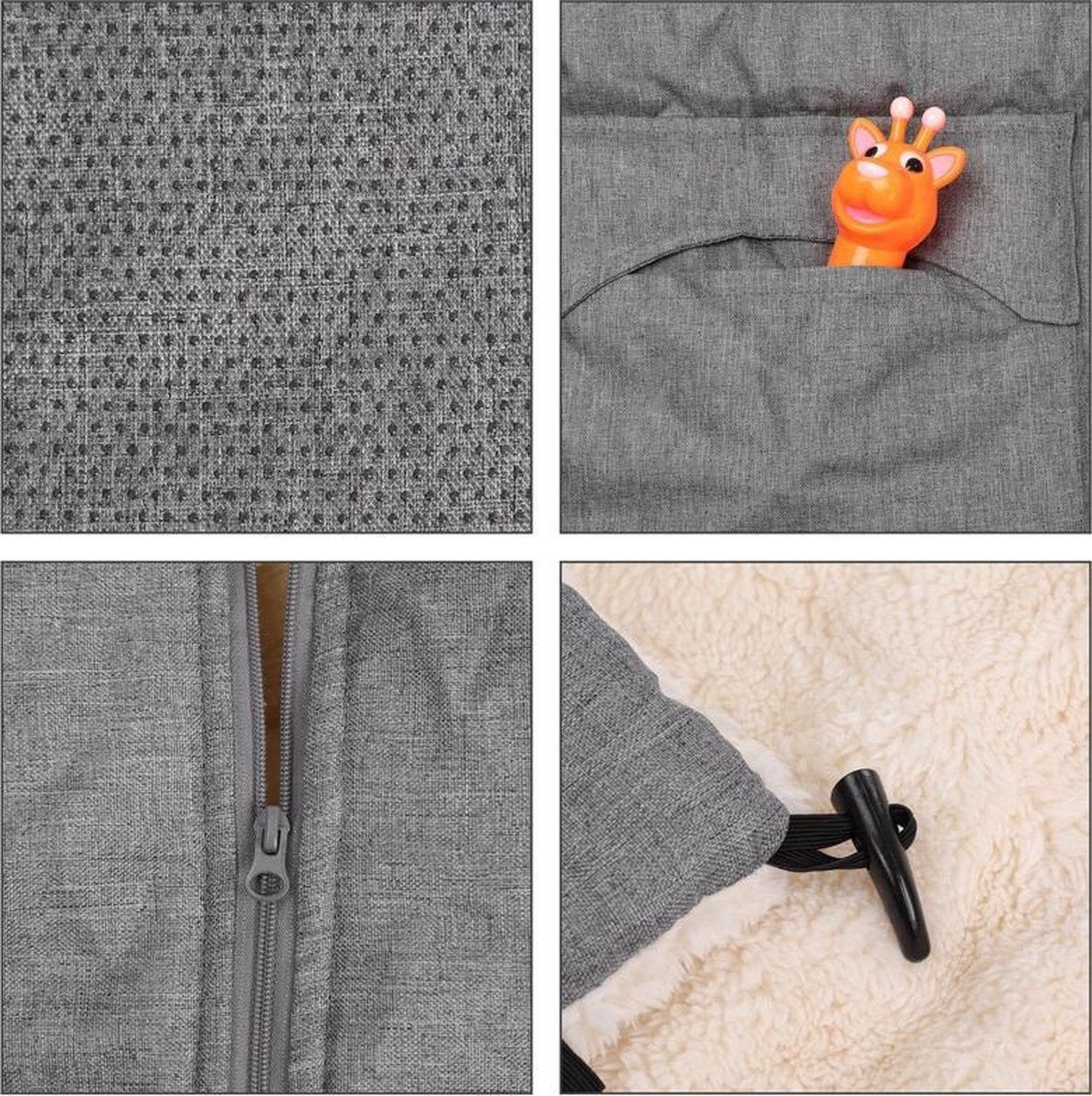 Spielwerk Kinderwagenfußsack Grau | Teddy | Spielwerk Kinderwagenfußsack Grau | Teddy | Maxi-Cosi | mit Aufbewahrungsbeutel Maxi-Cosi | mit Aufbewahrungsbeutel