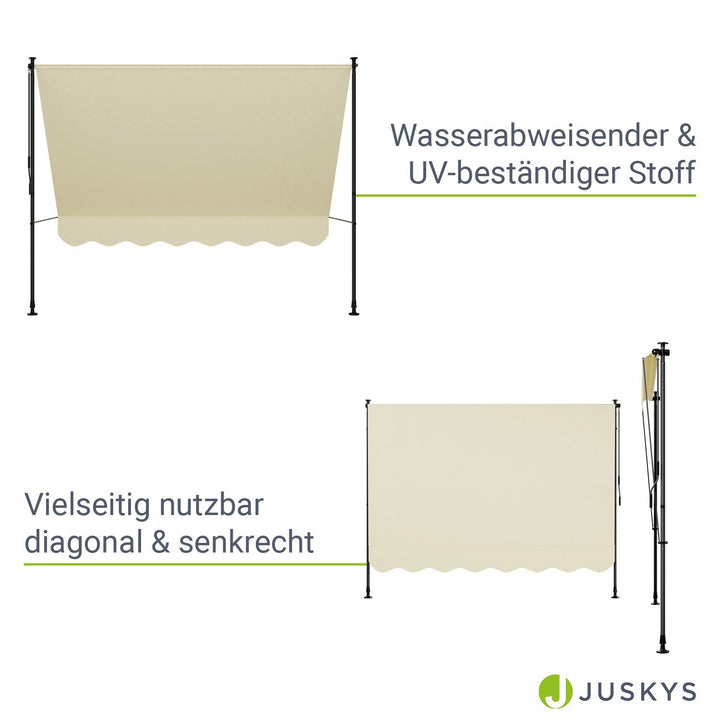 Juskys Sonnendach - 250 x 120 cm - Wasserabweisend und UV-beständig - Beige