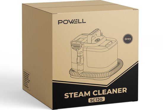 Powell Dampfreiniger – Teppichreiniger – Fleckenentferner – Sofa-Reiniger – Möbelreiniger – Teppichreiniger-Staubsauger – Reinigungsgerät – Teppichreiniger – 1800 Watt – Grau
