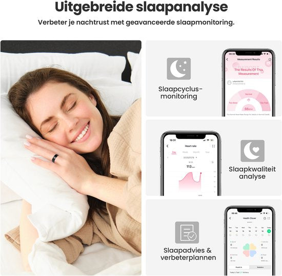 Smart Ring - Größe 7 - für Frauen und Männer - Activity Tracker - Wearables - Schwarz - von Saaf