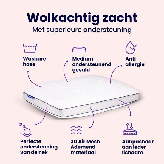 SoulsnoozeÂ® Memory Foam Pillow Dawn- 100 Nächte Probeschlaf - Individuelles Design - Nackenschmerz-Kissen - Geeignet für Rücken-, Seiten- und Bauchschläfer - Zerkleinerter Memory Foam - 50x70cm