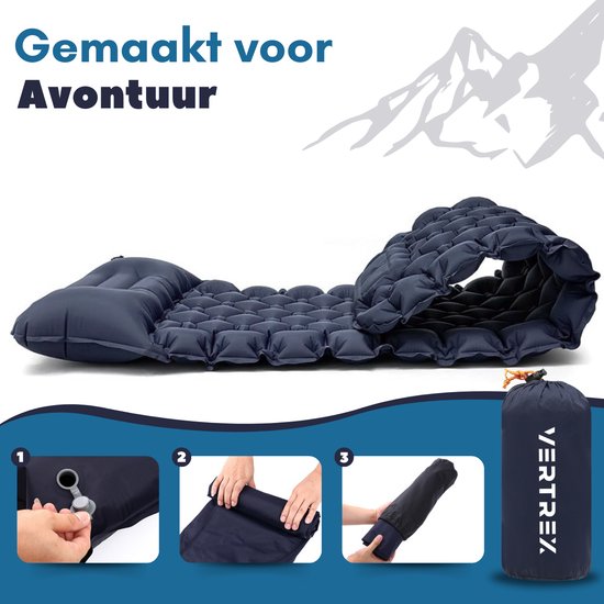 Vertrex Inflate-X1 Schlafmatte mit eingebauter Pumpe - Luftbett - 1 Person - Marineblau