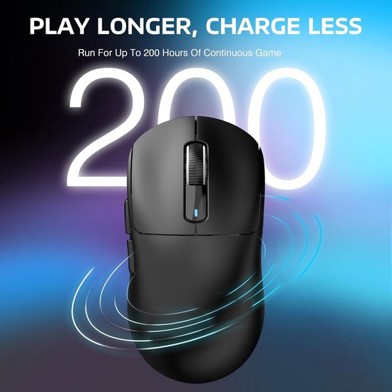 ATTACK SHARK Kabellose Gaming-Maus – Kabelgebunden/2,4 GHz/BT 5.4 – Leichtgewicht 49 g – PAW3395 – 26.000 DPI – Schwarz