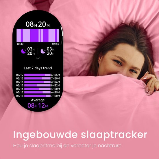 Maoo Ventura AMOLED Smartwatch Damen - Edelstahl und 3x Silikonband - Schrittzähler - Herzfrequenzmesser - Schlafüberwachung - Multisport - Geeignet für Android und iOS - Silber und Weiß