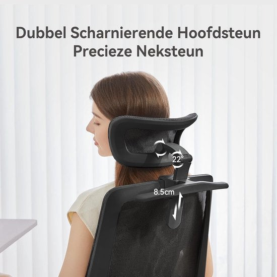 SIHOO M59AS Ergonomischer Bürostuhl – 3D-verstellbare und um 90° hochklappbare Armlehnen – Doppelte Rückenlehne mit adaptiver Lendenwirbelstütze – Sattelförmiges Sitzkissen – Hochwertiges Netzgewebe – BIFMA/SGS-zertifiziert – Bis zu 150 kg – 43,5 x 50,5 x