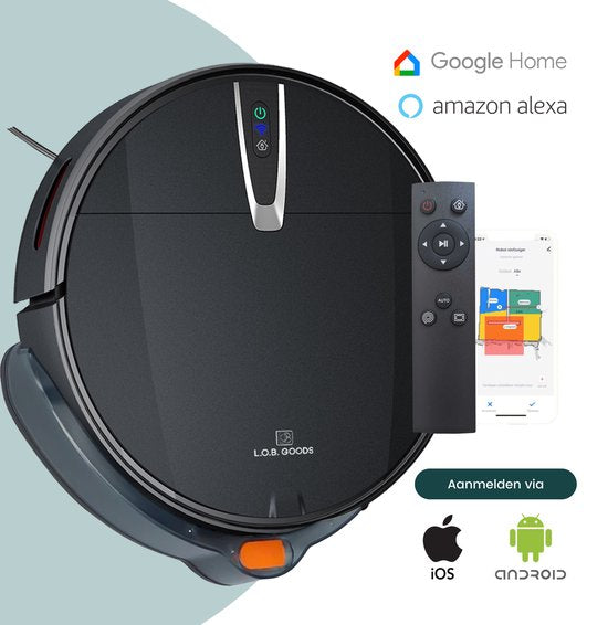 Samako Wisch-Roboterstaubsauger TurboFlow - Staubsaugerroboter mit Wischfunktion - Wischroboter mit Ladestation - Roboter Staubsauger - Reinigungsroboter - App - Ladestation - 4-in-1