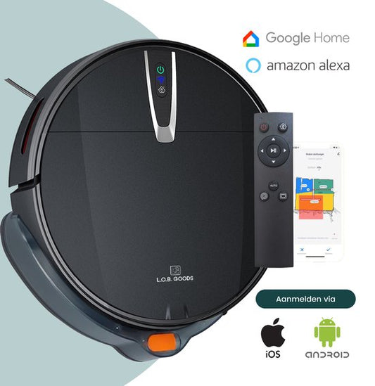 Samako Wisch-Roboterstaubsauger TurboFlow - Staubsaugerroboter mit Wischfunktion - Wischroboter mit Ladestation - Roboter Staubsauger - Reinigungsroboter - App - Ladestation - 4-in-1