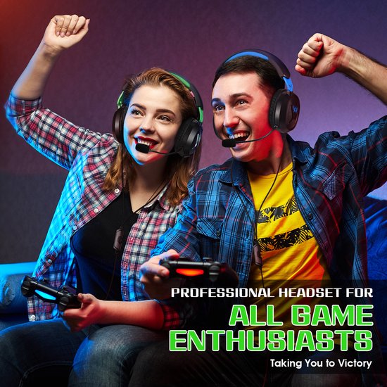 KOTION EACH G3100 Gaming-Headset – Over-Ear-Kopfhörer mit Mikrofon – Geeignet für Nintendo Switch, PS5, PS4, Xbox Series X|S, Xbox One, Mobilgeräte und PC – Schwarz-Grün