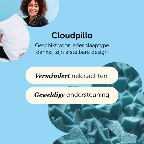 Cloudpillo - Kopfkissen - Memory Foam - Anpassbar - Geeignet für Rücken-, Seiten- und Bauchschläfer - Weiß