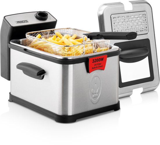 Princess Superior Fritteuse – 3 Liter – Kaltzone und Filter – Leistungsstarke 3200 Watt – 183001