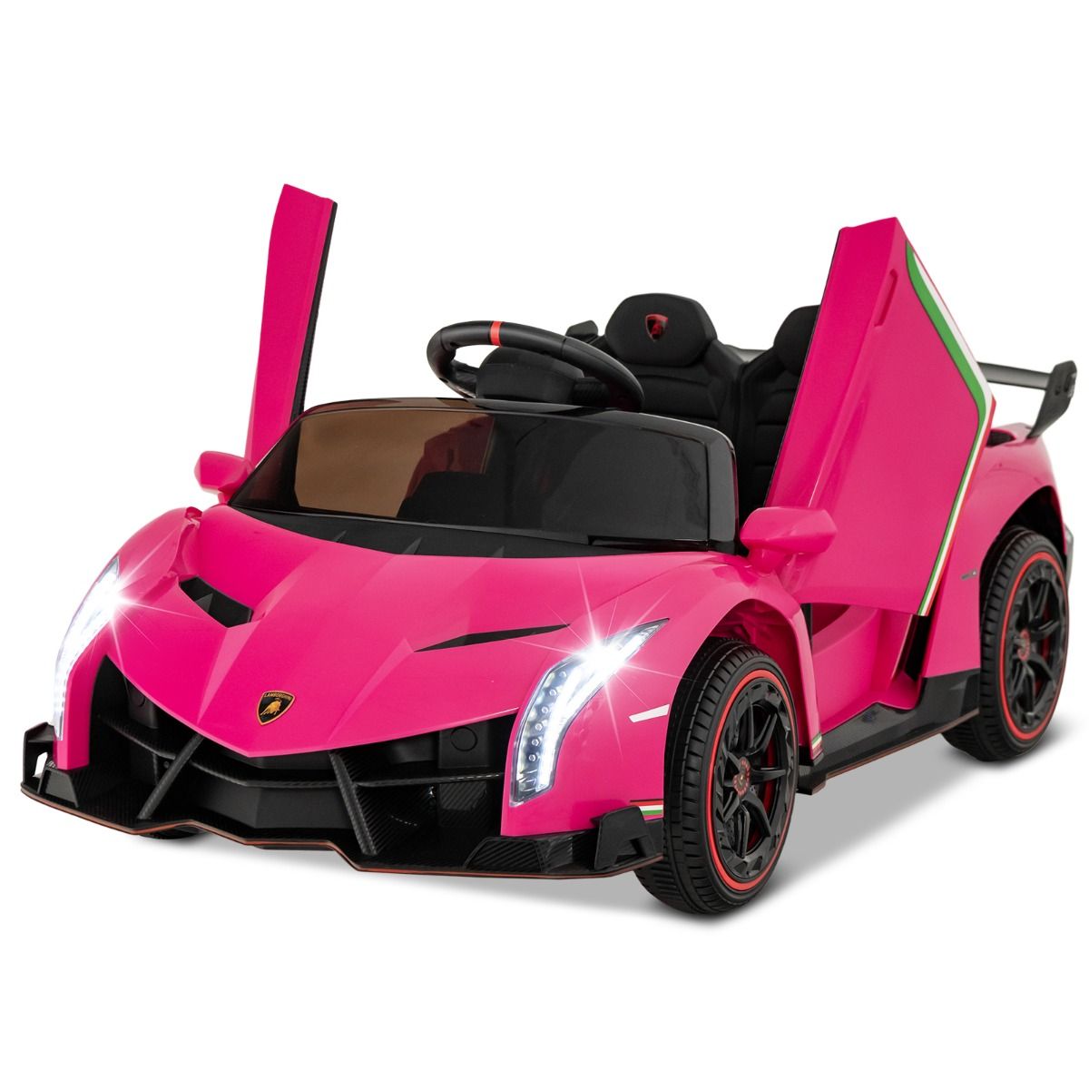 Coast Elektro-Kinderauto Lamborghini – 12-V-Akku – Fernbedienung – 3 Geschwindigkeitsstufen – Weiß
