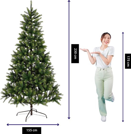 Black Box Trees Toronto Deluxe Weihnachtsbaum – Kunstbaum mit üppiger Optik und 1562 Zweigen – Weihnachtsdekoration für den Innenbereich – Klappkonstruktion zum schnellen Aufstellen – H 230 x Ø 155 cm – Grün