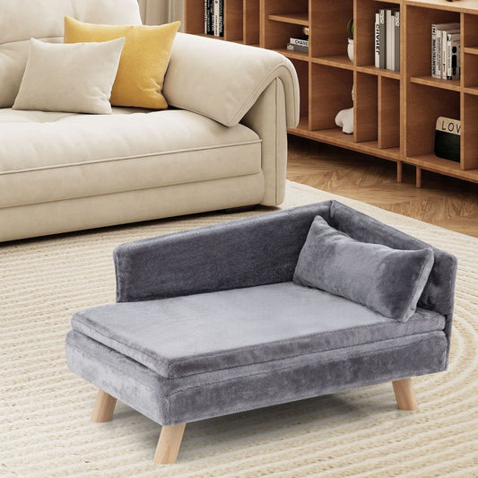 Coast Erhöhtes Hundesofa – halbrunde Rückenlehne – abnehmbares Kissen – grau – 81 x 51 x 47 cm