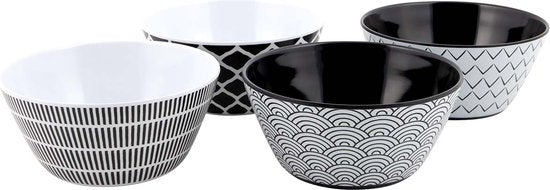 Bo-Camp – Geschirr – Mix & Match – 16-teilig – Schwarz/Weiß
