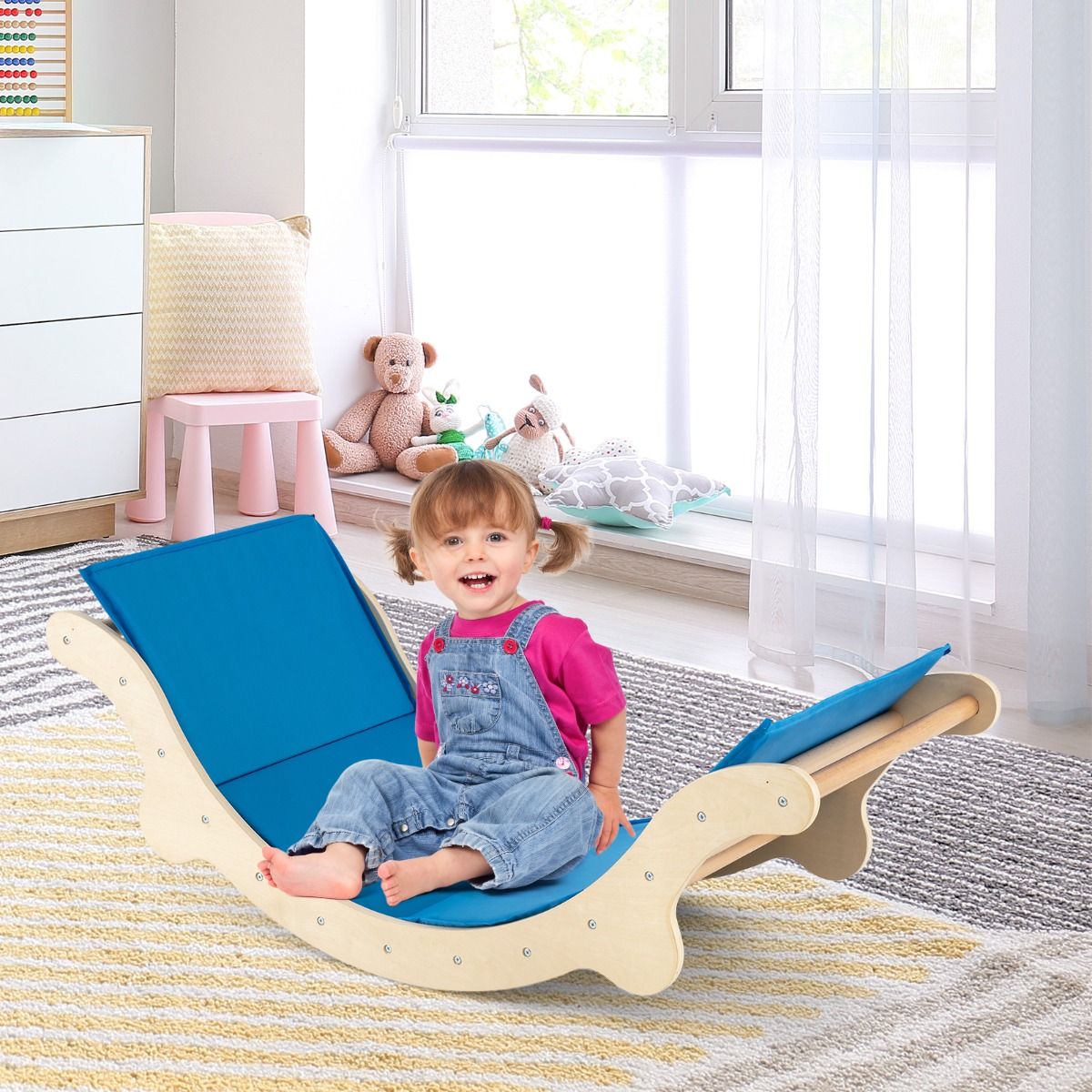 Coast 3-in-1-Kletterleiterset aus Holz mit Bogen, Rutsche und Matte - 116 x 50 x 39 cm - Natur