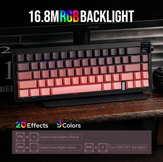 Ajazz AK650 – Kabellose Gaming-Tastatur – Mechanisch – Gasket – Hot-Swap – Tri-Mode – QWERTY – 66 Tasten – Grate