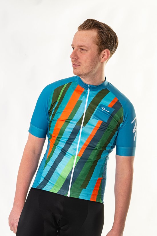 Radsporttrikot mit kurzen Ärmeln „Lines“, blau – 2XL
