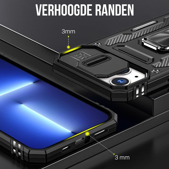 Podec-Hülle für das iPhone 13 Mini – Handyhülle – Anti-Shock-Case, Hybrid-Armor-Hülle mit Ständer und Ring sowie Displayschutzfolie