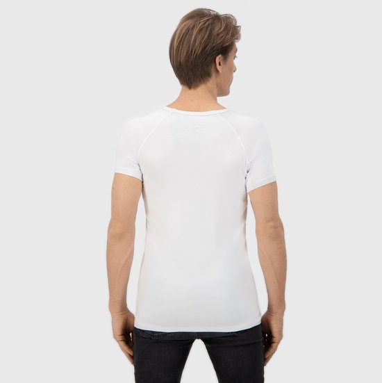 Anti Sweat Shirt - Fibershirts® - Eingenähte Achselpads - Unterhemd - Weiß - V-Ausschnitt - Herren - Größe XL