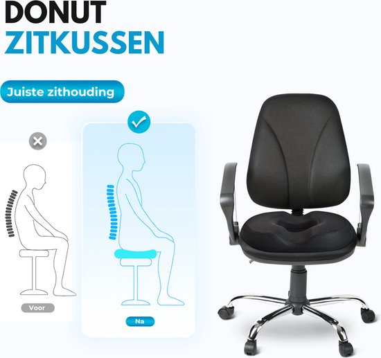 Softsie Donut Sitzkissen orthopädisch & ergonomisch für Auto und Bürostuhl - Steißbeinkissen - Ringkissen - Sitzringkissen - für Hämorrhoiden, Piercing und Steißbein
