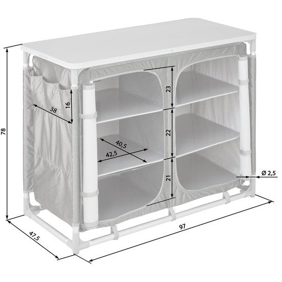 tectake - Campingküche Abm. 97 x 47,5 x 78cm schwarz - 403348