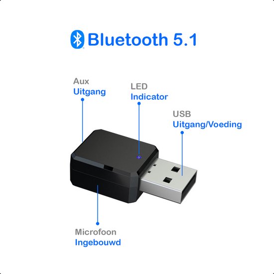 Tech Essentials Auto/Lautsprecher Bluetooth-Empfänger - USB/AUX - Bluetooth 5.1 | Empfänger - Sender - Audio - Mikrofon