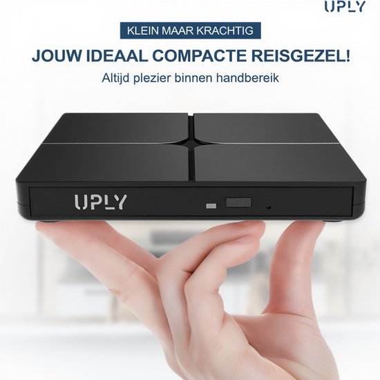 UPLY Externer DVD-Player - Windows und Mac - USB C und USB 3.0 - Externer DVD-Player für Laptop - Externer DVD-Player und Brenner - CD