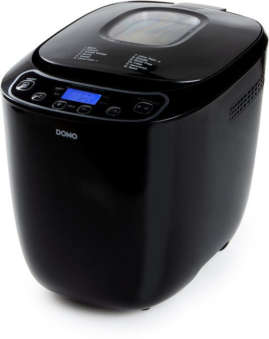 DOMO DO1119B Brotbackmaschine – 12 Programme – 700–1000 g – Glutenfreies Programm – Schwarz