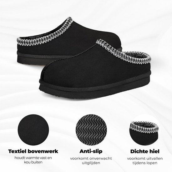 Hausschuhe für Damen – Pantoffeln – Größe 38/39 – Schwarz – Rutschfest – Comfeet