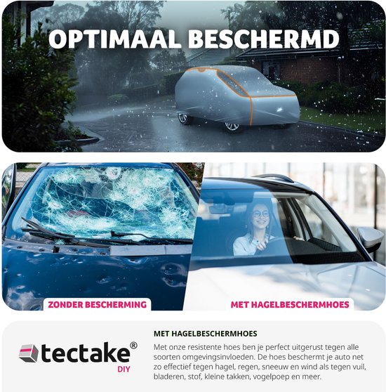 tectake Autoschutzdecke Hagelschutz mit Schaum-Einlage wasserdicht atmungsaktiv 571x 203x 120cm SUV / VAN Grau