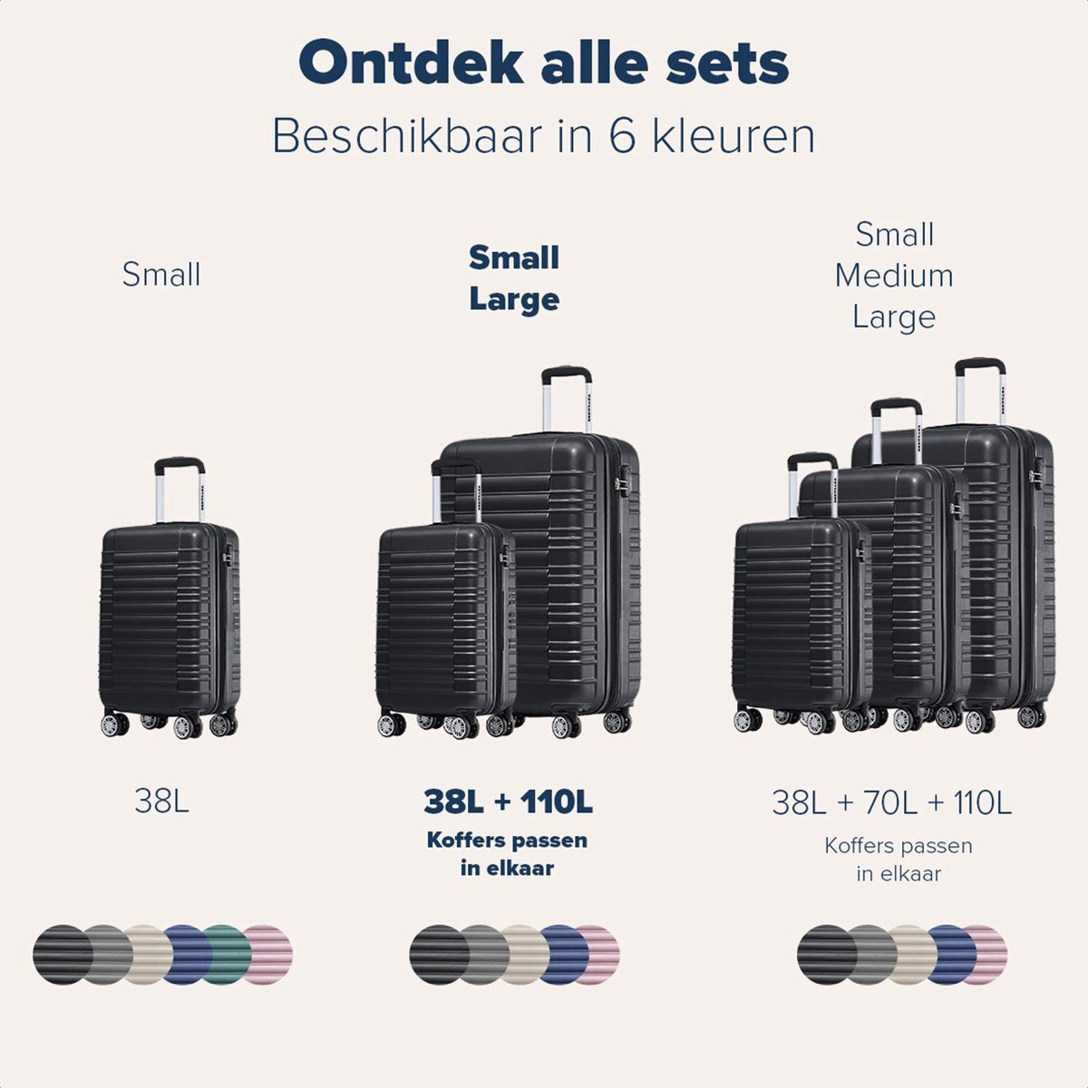 TRVLMORE - Kofferset - 2 Stück - 38L (Handgepäck) + 110L - Schwarz