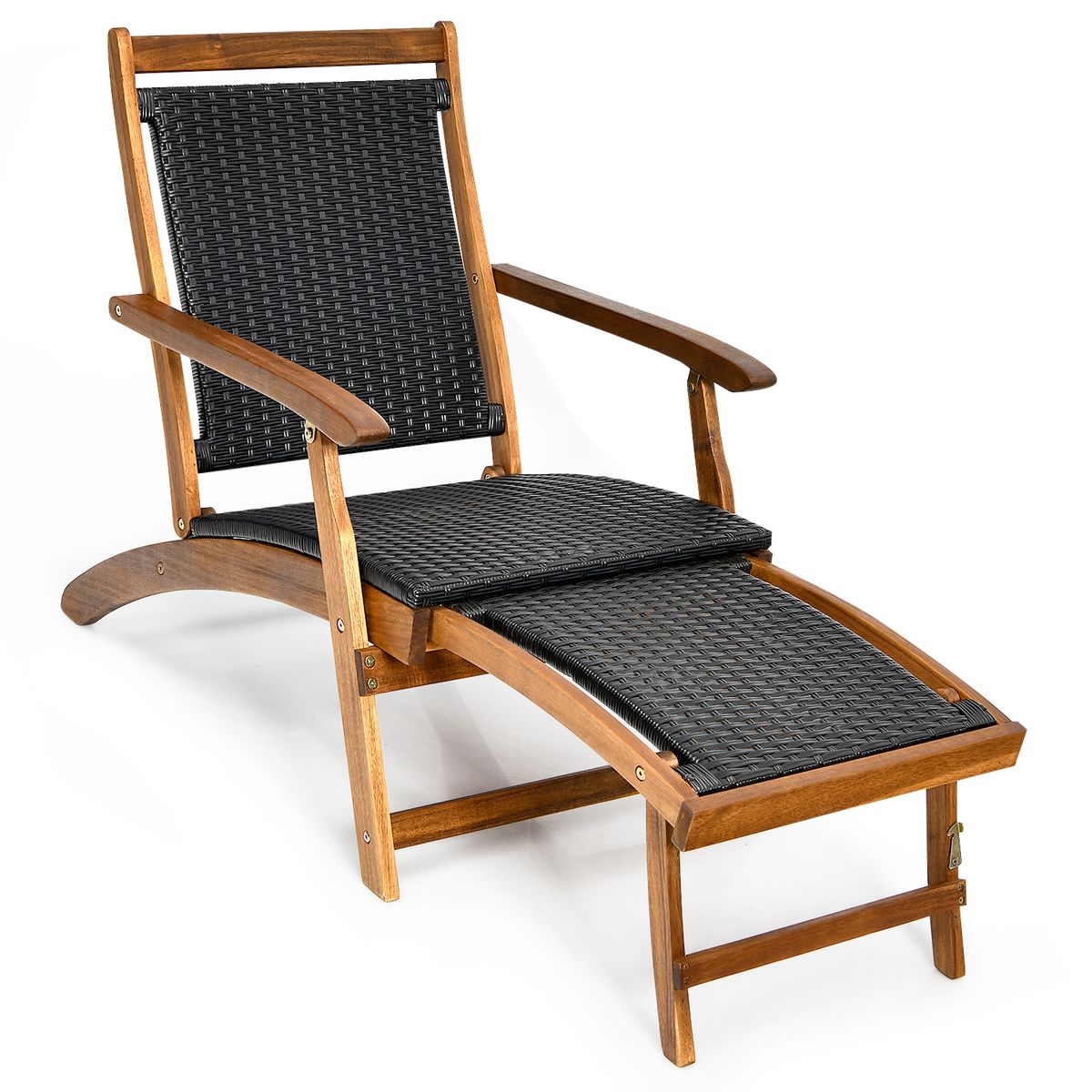 Coast Klappbare Gartenliege – Ergonomische Rückenlehne – Ausziehbare Fußstütze – Mischung aus Braun und Rotbraun