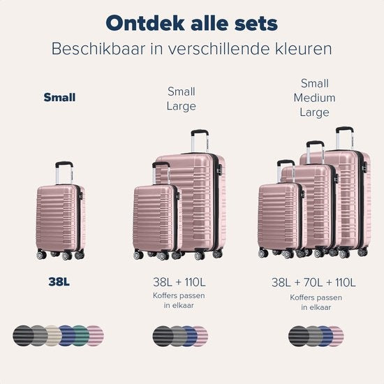 TRVLMORE - Koffer - Handgepäck - 54x36x20cm - 38L - Rose gold