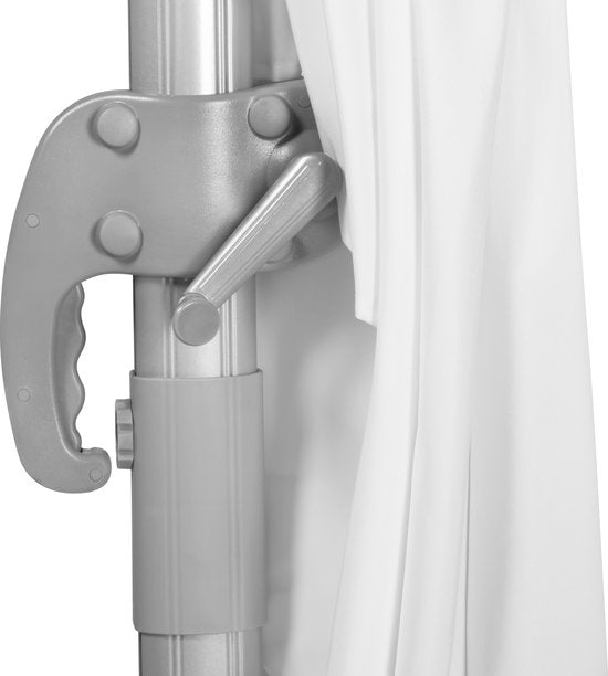 VONROC Premium Floating Parasol Pisogne 300x300cm - Inklusive Kreuzfuß & Schutzhülle - Quadratischer Sonnenschirm - 360° drehbar - Neigbar - UV-beständiges Tuch - Weiß