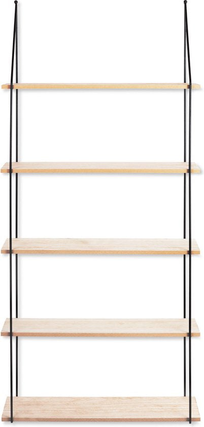 LIFA LIVING Wandregal - Industriell - Rechteckig - Eisen und MDF-Holz - 5 Fächer