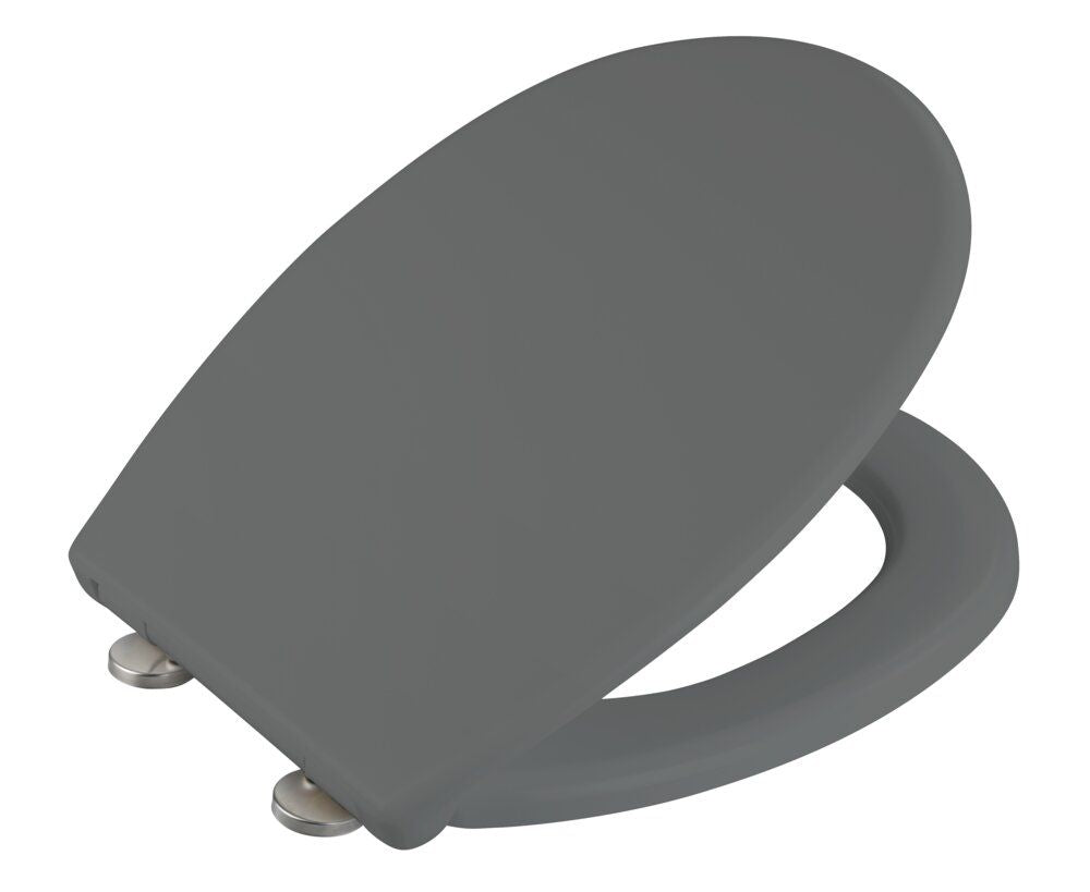 WENKO Vorno Neo Toilettensitz Grau – Duroplast – Easy-Close – Fix-Clip
