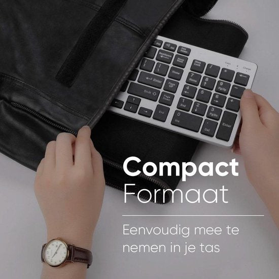 Trendfield Wireless Keyboard - Bluetooth Tastatur - Leise Tasten - Wiederaufladbar - Qwerty - Space Grau