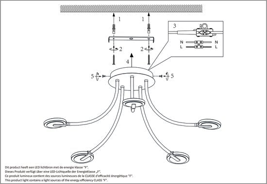 Deckenleuchte Turound 3375ST – Designleuchte aus Stahl mit Glas, LED, dimmbar, 91,5 cm, Steinhauer