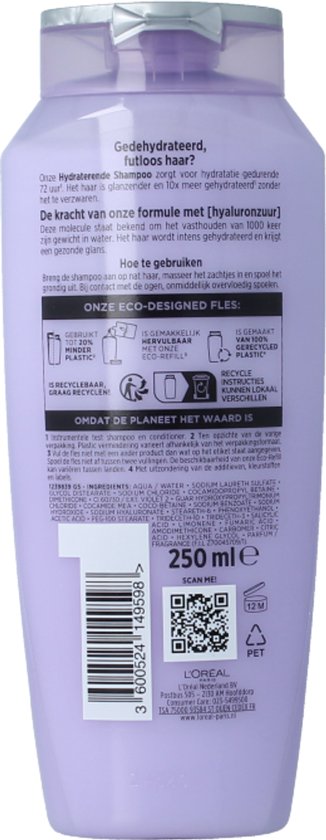 L'Oréal Paris Elvive Hydra Hyaluronic Shampoo - Intensive Feuchtigkeitspflege für glanzloses & trockenes Haar - 250 ml