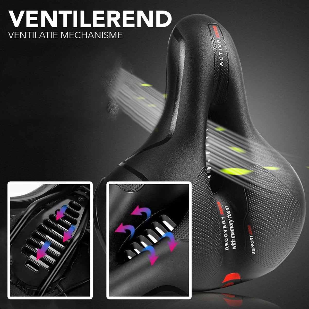 AchatÃ© Fietszadel - Unisex - Extra Comfortabel - Ventilerend - Incl. Zadelhoes en Installatiemateriaal