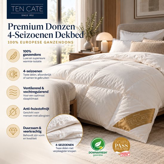 Ten Cate 100 % Gänsedaunen-4-Jahreszeiten-Bettdecke – 240 x 200 cm – Luxuriöse Gänsedaunen – Atmungsaktiv – Feuchtigkeitsregulierend