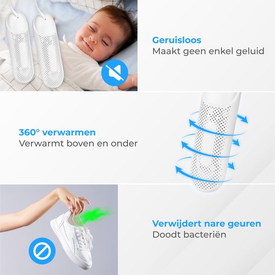 Nuvance - Schuhtrockner - Schuhtrockner mit Timer - Schuherfrischer - Trocknungsfunktion - Weiß