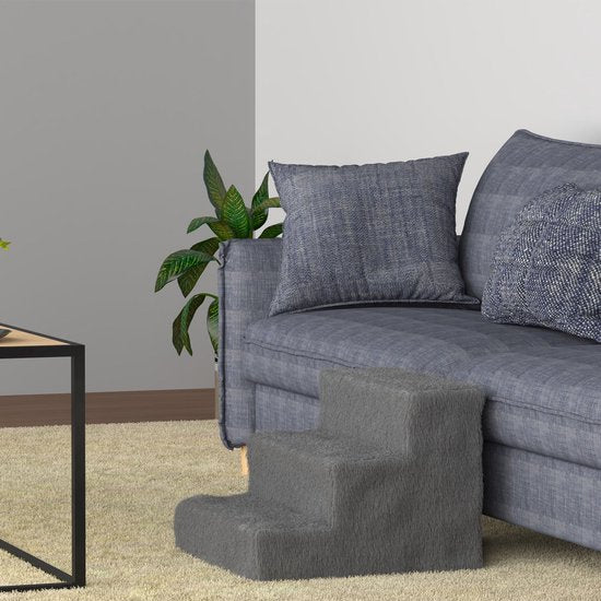 Holztreppe für Haustiere Timmy - Grau - 46 x 36 x 34 cm