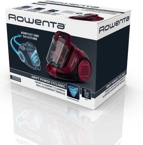 Rowenta Swift Power Cyclonic – Kompakter beutelloser Staubsauger – 900 W – Bordeauxrot
