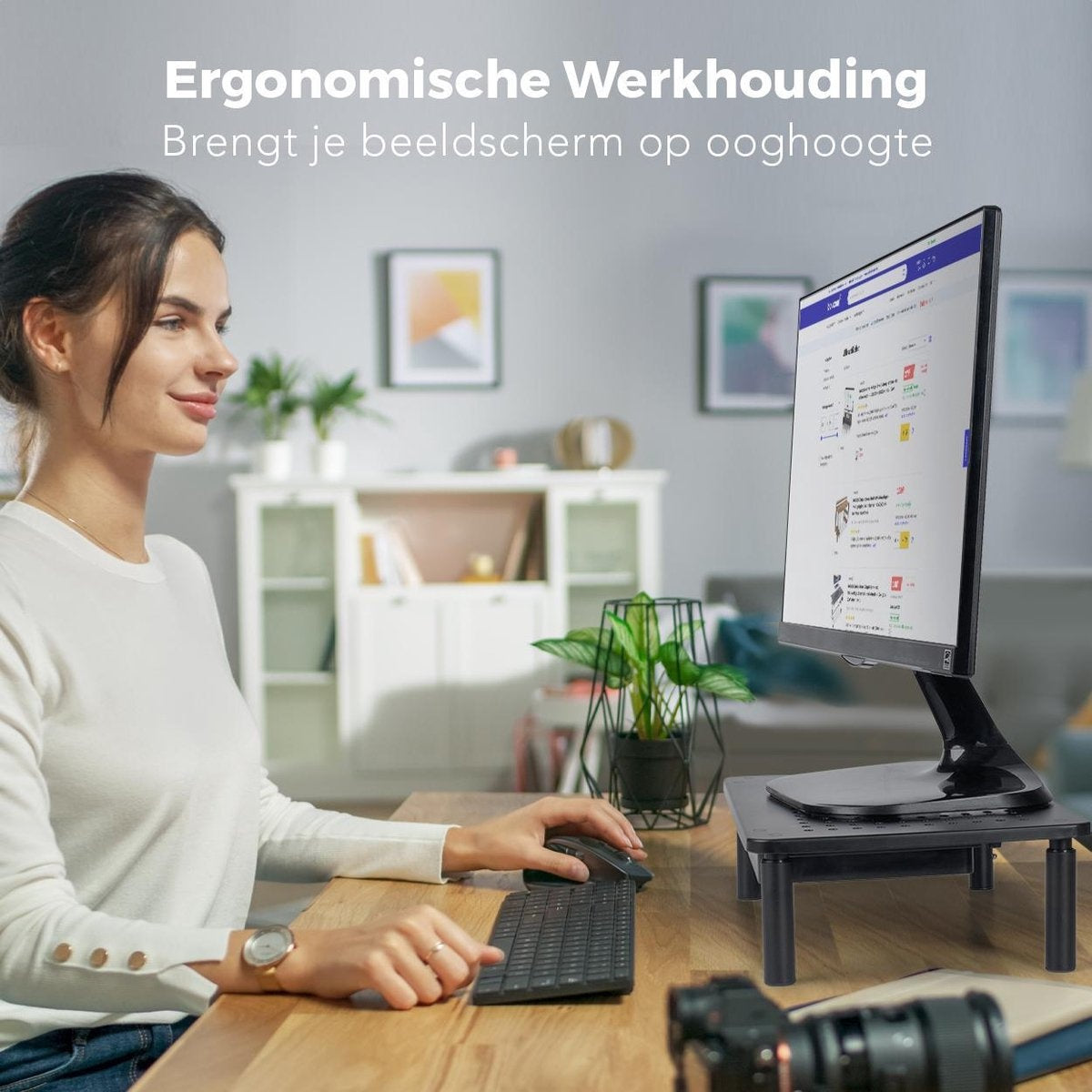 Auronic Monitorständer - Monitoraufsteller - Bildschirmaufsteller - 2 Stück - verstellbar - 37 x 23,5 x 10 cm - Metall - Schwarz