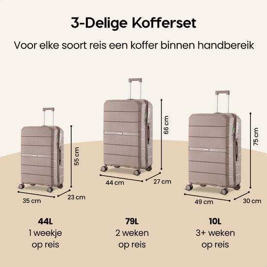 SKYCASES Urban Adventurer - Mittlerer Reisekoffer - Zahlenschloss - 44x27x66cm - 78L - Reisekoffer mit Kofferschloss - Spinner-Räder - Champagner