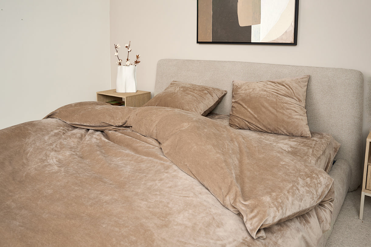 Sjumo Splittopper Spannbetttuch Seidenglatt - 200 x 210/220 cm - Zeitlos Taupe
