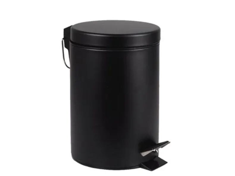 BRASQ Abfalleimer Treteimer - 20 Liter - Schwarz - Edelstahl - 28,9 x 28,9 x 44 cm